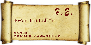 Hofer Emilián névjegykártya